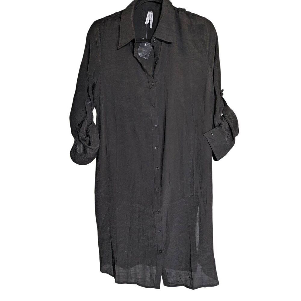 NWT Live 4 Truth Sheer Button Down Blouse Maternity Black Women's Small